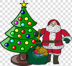 X Mas Tree Png   Santa Claus And Christmas Tree  Transparent Png