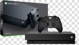 Xbox One X With 2 Controllers  HD Png Download