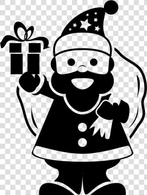 Santa Claus Holding Gifts Bag On His Back And Ringing   Santa Claus Icon Png  Transparent Png