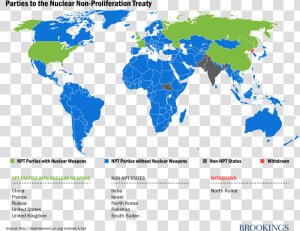 Parties To The Nuclear Non proliferation Treaty   Un Member States Map  HD Png Download