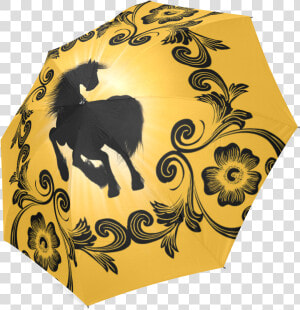 Black Horse Silhouette Foldable Umbrella   Indian Elephant  HD Png Download