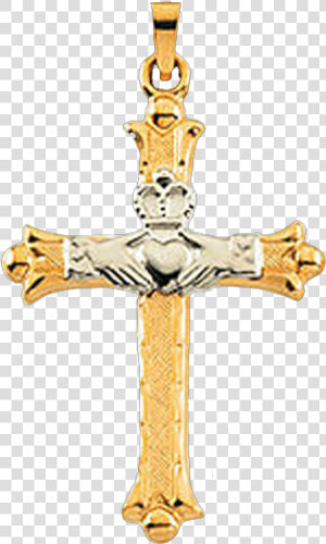 Claddagh Two Tone Cross   Pendant  HD Png Download