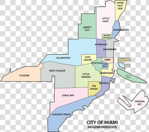 Miami Neighborhoods Map   Miami Map With Neighborhoods  HD Png Download