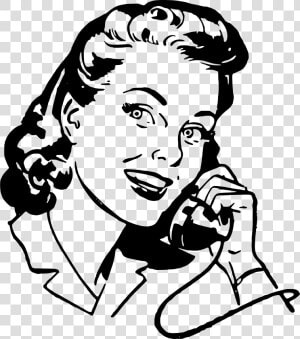 Woman On Telephone Clip Arts   Retro Phone Clip Art  HD Png Download