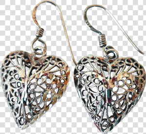 Sterling Silver Filigree Heart   Earrings  HD Png Download