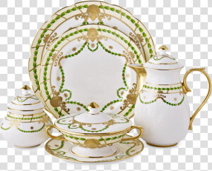 Thomas Goode Green Garland Tableware   Saucer  HD Png Download