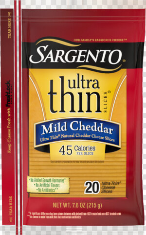 Sargento® Mild Natural Cheddar Cheese Ultra Thin® Slices   Sargento Cheese  HD Png Download