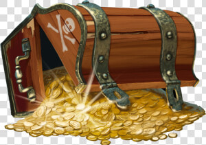 Treasure Chest Spilling Gold  HD Png Download