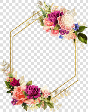  rose  square  flower  floral  frame  butterfly  gold   Floral Frame  HD Png Download