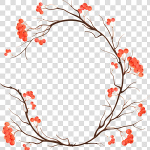 Orange Pink Flowers Hand Drawn Garland Decorative Elements   Autumn Flower Frame Png  Transparent Png