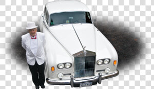 Photo Of A Chauffeur In Front Of A White 1964 Rolls royce   Antique Car  HD Png Download