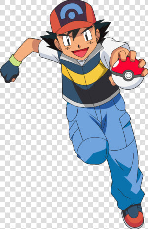 Ash Holding Poké Ball   Ash Holding A Pokeball  HD Png Download