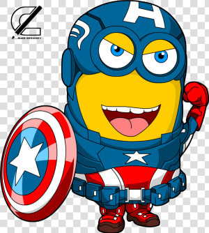 Transparent Captain America Cartoon Png   Minion Captain America  Png Download