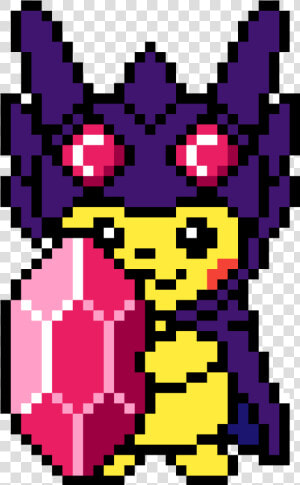 Pikachu Wearing Mega Sableye Hoodie   Pikachu Sableye Pixel  HD Png Download