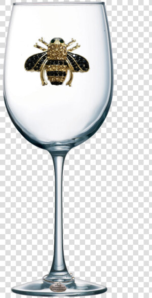 Bee Jeweled Stemmed Wine Glass   Etching Wine Glass Mom  HD Png Download