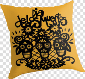 Dia De Los Muertos Black Paper Skulls   Cushion  HD Png Download