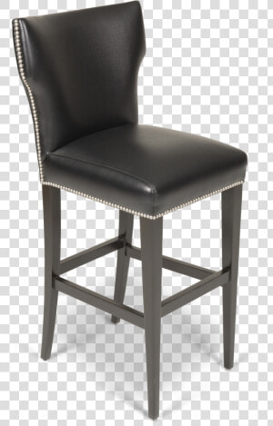 Black Barstool With Silver Accent Nail Heads   Leather Bar Stools  HD Png Download