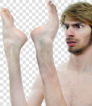  meme  bruh  okay  wacky  what  wow  stock  guy  hot   Man With Feet For Hands  HD Png Download