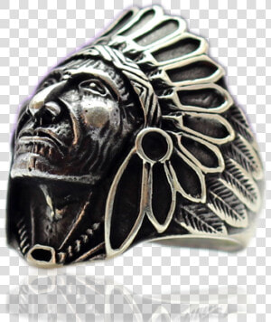 Sterling Silver Indian Chief Mens Ring Kaan Art   Titanium Ring  HD Png Download