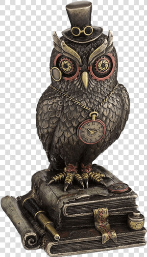 Steampunk Owl With Top Hat And Books   Steampunk Owl Statue  HD Png Download