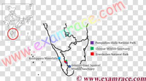 Map Of New Frog Species With Pig Face In Western Ghats   Map  HD Png Download