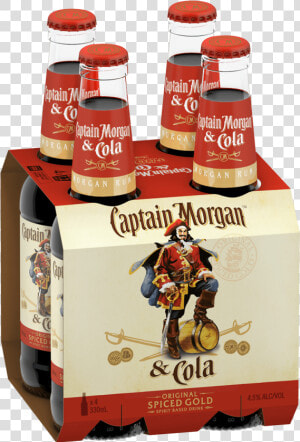 Captain Morgan Original Spiced Gold  amp  Cola 330ml   Captain Morgan 4 Pack  HD Png Download