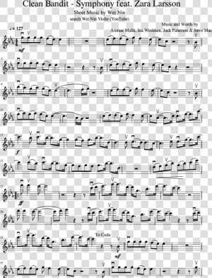 Sheet Music For Piano Symphony Clean Bandit   Png Download   Symphony By Clean Bandit Violin Sheet Music  Transparent Png