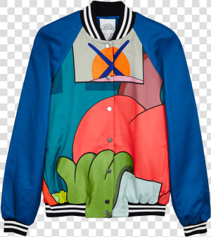 Mira Mikati X Kaws Blue Bomber Jacket   Sweater  HD Png Download