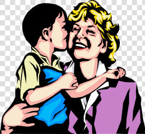 Child With Grandmother   Boy Kissing Mother Clip Art  HD Png Download