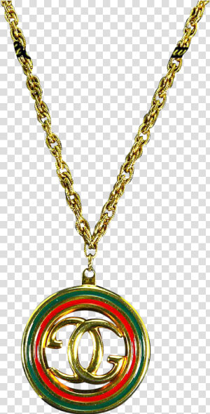 G Gucci Signed Italy Enamel Pendant Necklace Gold Chains   Gucci Necklace Png  Transparent Png