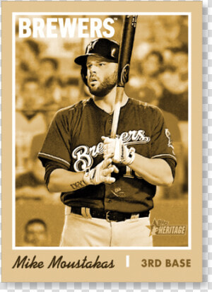 Mike Moustakas 2019 Heritage Baseball Base Poster Gold   Rickie Weeks 2011  HD Png Download