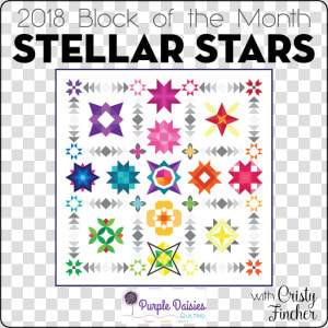 Stellar Stars Quilt Pattern   Block Of The Month Quilts  HD Png Download