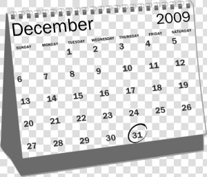 December Calendar Clipart Black And White  HD Png Download