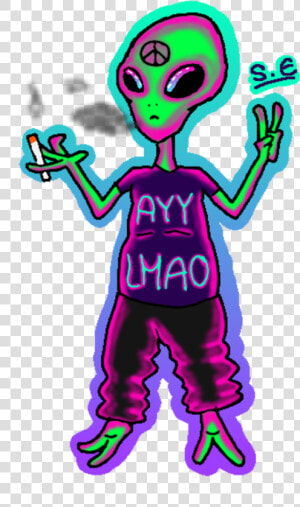 Ary Ma0 Clip Art Pink Fictional Character Purple Cartoon   Ayy Lmao Alien Png  Transparent Png