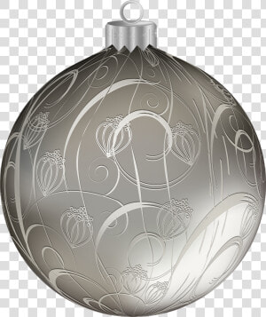 Silver Christmas Ball With Ornaments Png Clipart Image   Silver Christmas Balls Png  Transparent Png