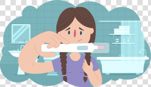 Worried Young Girl Holding Up Pregnancy Test In Bathroom   Pregnant Kidshelpline  HD Png Download