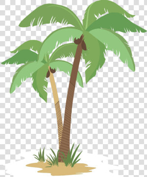   Sun With Coconut Trees   Shape Coconut Tree Cartoon  HD Png Download