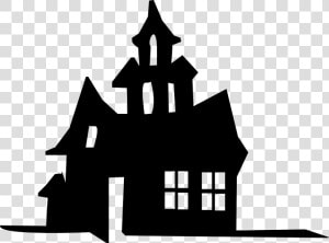 Haunted House Silhouette Stencil   Silhouette Haunted House Clipart  HD Png Download