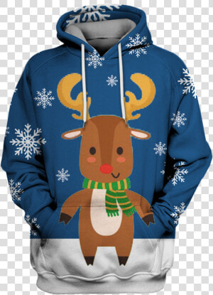 3d Christmas Santa Reindeer Full Print T Shirt   Hoodie  HD Png Download