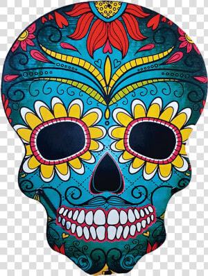 Placa Caveira Mexicana Azul   Png Download   Colorful Day Of The Dead Skulls Designs  Transparent Png