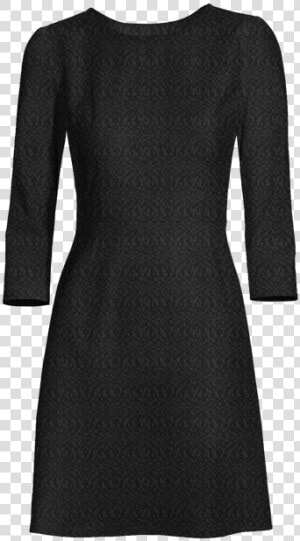 Black 3 4 Sleeve Round Neck Skater Dress    Little Black Dress  HD Png Download