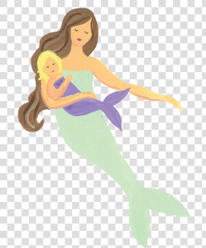 Mermaid With Baby Print  amp  Cut File   Cartoon  HD Png Download