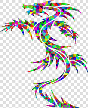 Prismatic Low Poly Tribal Dragon   Draghi Disegno Tattoo Tribale  HD Png Download