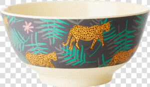 Rice Melamine Bowl With Leopard And Leaves Print  HD Png Download