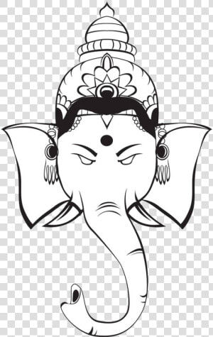 Ganesha Hinduism Deity Symbol Clip Art Black   Ganesh Ji Face Png  Transparent Png