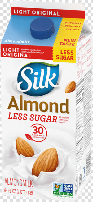 Silk® Less Sugar Original Almondmilk   Low Sugar Almond Milk  HD Png Download