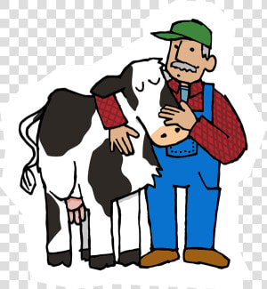 Cow And Farmer 400w   Cow And Farmer Clipart  HD Png Download