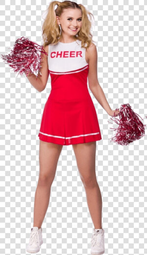 Adult High School Cheerleader Costume Red   Cheerleader Red And White  HD Png Download