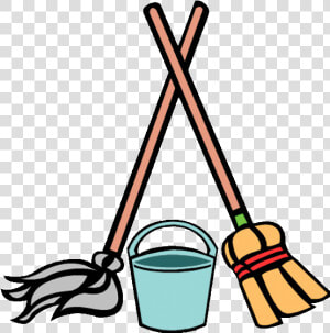 Clip Art Cleaning Clip Black   Mop And Bucket Cartoon  HD Png Download