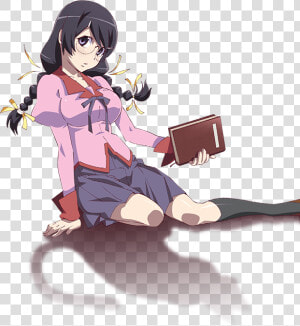 Monogatari Series Tsubasa Hanekawa Anime Glasses   Hanekawa Tsubasa Render  HD Png Download